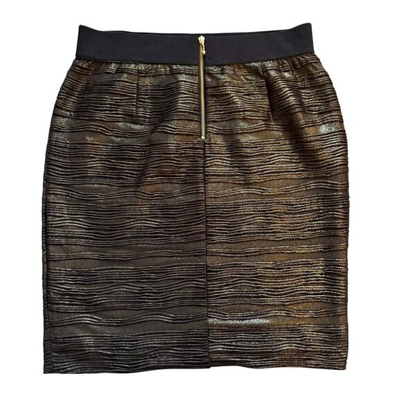 Alfani Pencil Skirt Womens 14 Black Gold foil Shimmer Textured Knee Length - Picture 9 of 10